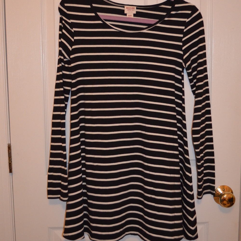 Black and White Stripe Swing Dress